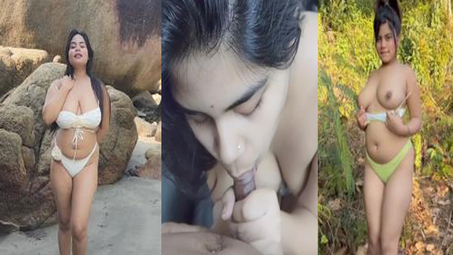 Model Amesha Giving Blowjob – Outdoor Bikini Teasing – App Content Liked Video